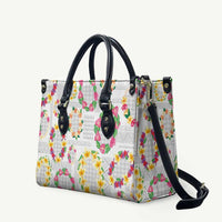 Hawaiian Kakau Tattoo Leis and Palaka Pattern Leather Bag Traditional Aloha Tribal White Color LT03 White - Polynesian Pride