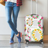 Hawaiian Kakau Tattoo Leis and Palaka Pattern Luggage Cover Traditional Aloha Tribal White Color LT03 - Polynesian Pride