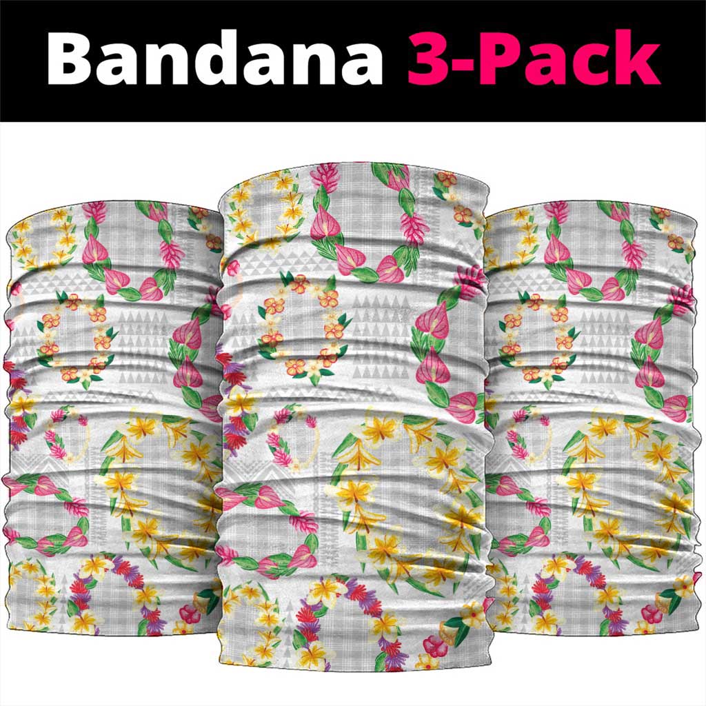 Hawaiian Kakau Tattoo Leis and Palaka Pattern Neck Gaiter Traditional Aloha Tribal White Color LT03 package One Size: 25*50cm White - Polynesian Pride