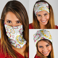 Hawaiian Kakau Tattoo Leis and Palaka Pattern Neck Gaiter Traditional Aloha Tribal White Color LT03 - Polynesian Pride