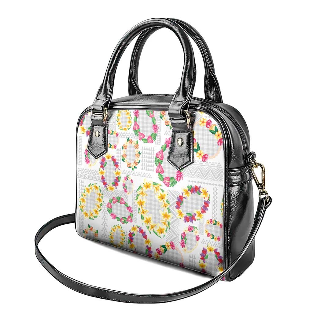 Hawaiian Kakau Tattoo Leis and Palaka Pattern Shoulder Handbag Traditional Aloha Tribal White Color LT03 - Polynesian Pride