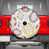 Hawaiian Kakau Tattoo Leis and Palaka Pattern Spare Tire Cover Traditional Aloha Tribal White Color LT03 - Polynesian Pride