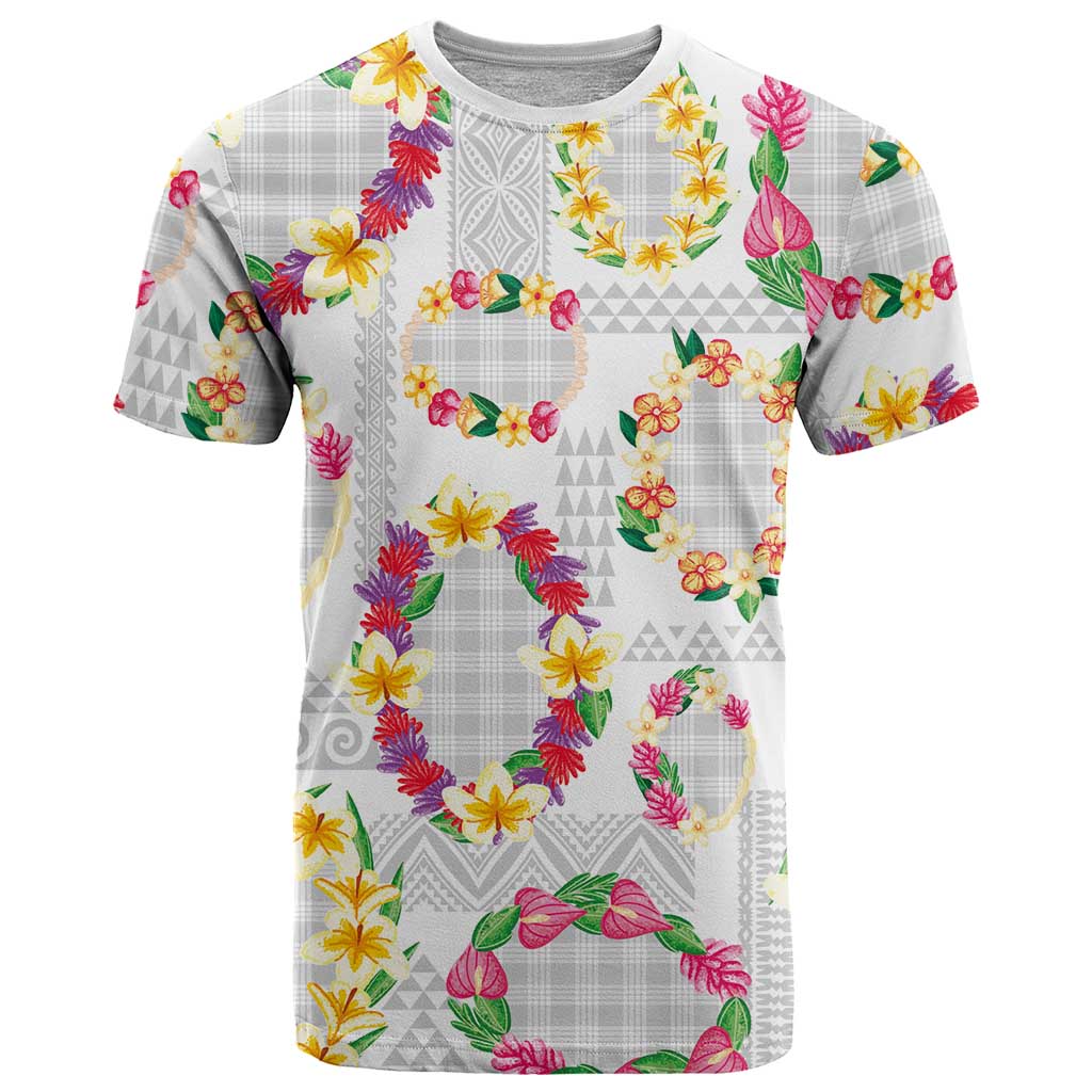 Hawaiian Kakau Tattoo Leis and Palaka Pattern T Shirt Traditional Aloha Tribal White Color LT03 White - Polynesian Pride