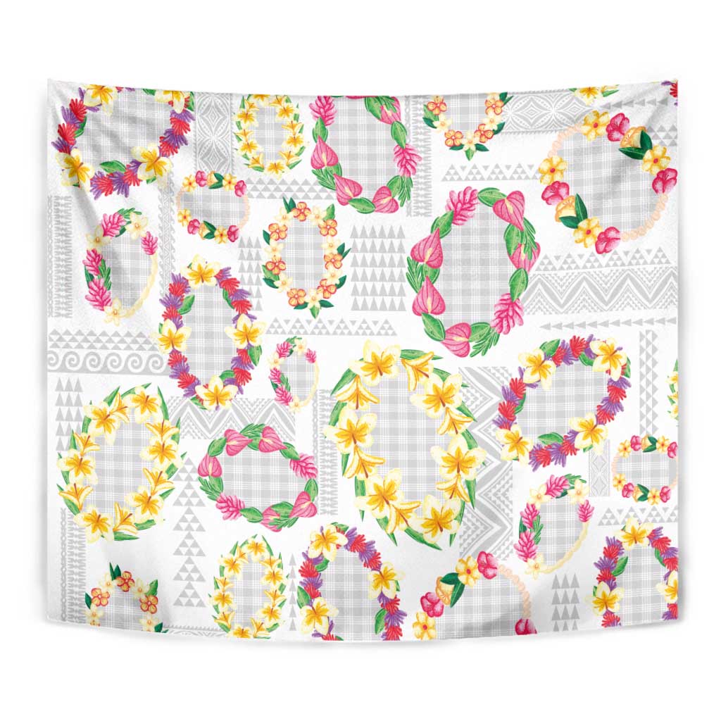 Hawaiian Kakau Tattoo Leis and Palaka Pattern Tapestry Traditional Aloha Tribal White Color LT03 - Polynesian Pride