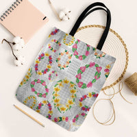 Hawaiian Kakau Tattoo Leis and Palaka Pattern Tote Bag Traditional Aloha Tribal White Color LT03 Black Strap One Size White - Polynesian Pride