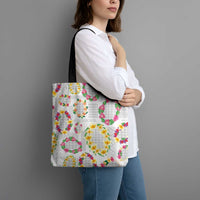 Hawaiian Kakau Tattoo Leis and Palaka Pattern Tote Bag Traditional Aloha Tribal White Color LT03 - Polynesian Pride