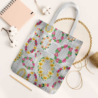 Hawaiian Kakau Tattoo Leis and Palaka Pattern Tote Bag Traditional Aloha Tribal White Color LT03 White Strap One Size White - Polynesian Pride