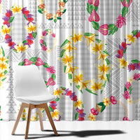 Hawaiian Kakau Tattoo Leis and Palaka Pattern Window Curtain Traditional Aloha Tribal White Color LT03 - Polynesian Pride