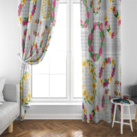 Hawaiian Kakau Tattoo Leis and Palaka Pattern Window Curtain Traditional Aloha Tribal White Color LT03 - Polynesian Pride