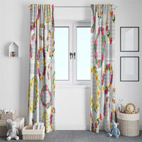 Hawaiian Kakau Tattoo Leis and Palaka Pattern Window Curtain Traditional Aloha Tribal White Color LT03 - Polynesian Pride
