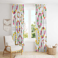Hawaiian Kakau Tattoo Leis and Palaka Pattern Window Curtain Traditional Aloha Tribal White Color LT03 - Polynesian Pride