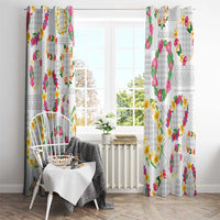 Hawaiian Kakau Tattoo Leis and Palaka Pattern Window Curtain Traditional Aloha Tribal White Color LT03 - Polynesian Pride