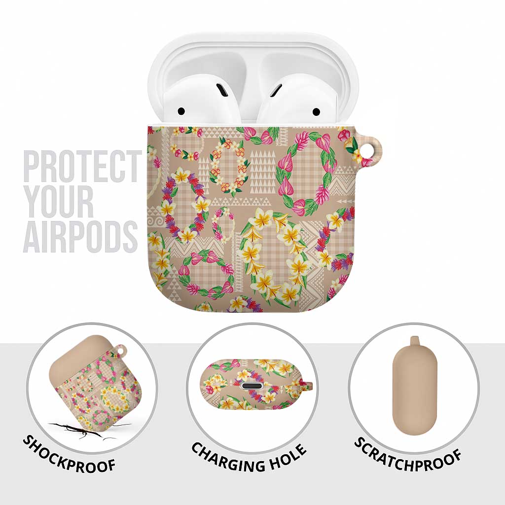 Hawaiian Kakau Tattoo Leis and Palaka Pattern AirPods Case Traditional Aloha Tribal Beige Color LT03 - Polynesian Pride