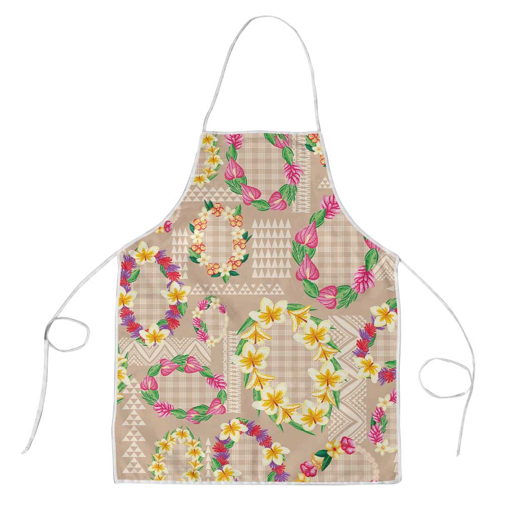 Hawaiian Kakau Tattoo Leis and Palaka Pattern Apron Traditional Aloha Tribal Beige Color LT03 Beige - Polynesian Pride