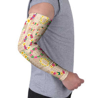 Hawaiian Kakau Tattoo Leis and Palaka Pattern Arm Sleeves Traditional Aloha Tribal Beige Color LT03 - Polynesian Pride
