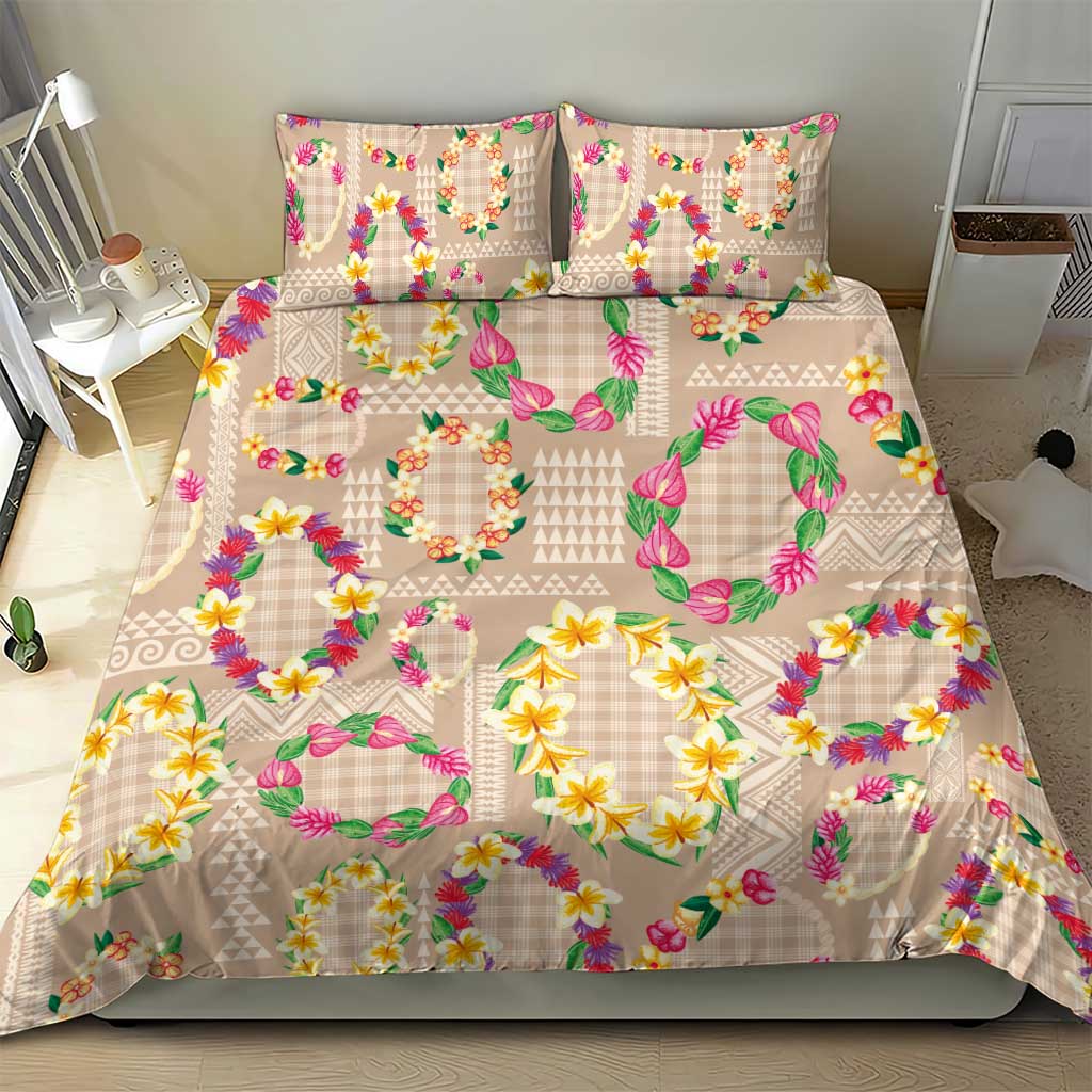 Hawaiian Kakau Tattoo Leis and Palaka Pattern Bedding Set Traditional Aloha Tribal Beige Color LT03 - Polynesian Pride