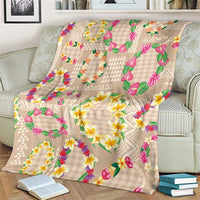 Hawaiian Kakau Tattoo Leis and Palaka Pattern Blanket Traditional Aloha Tribal Beige Color LT03 - Polynesian Pride