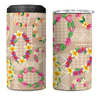 Hawaiian Kakau Tattoo Leis and Palaka Pattern 4 in 1 Can Cooler Tumbler Traditional Aloha Tribal Beige Color LT03 One Size: 16 oz Beige - Polynesian Pride