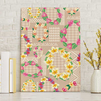 Hawaiian Kakau Tattoo Leis and Palaka Pattern Canvas Wall Art Traditional Aloha Tribal Beige Color LT03 Without Frame Beige - Polynesian Pride
