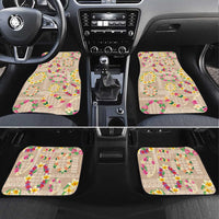 Hawaiian Kakau Tattoo Leis and Palaka Pattern Car Mats Traditional Aloha Tribal Beige Color LT03 Set 4pcs Beige - Polynesian Pride