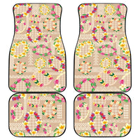 Hawaiian Kakau Tattoo Leis and Palaka Pattern Car Mats Traditional Aloha Tribal Beige Color LT03 - Polynesian Pride
