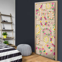 Hawaiian Kakau Tattoo Leis and Palaka Pattern Door Cover Traditional Aloha Tribal Beige Color LT03 - Polynesian Pride