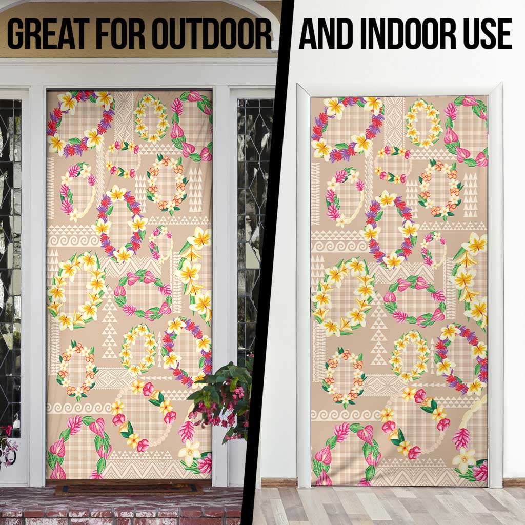 Hawaiian Kakau Tattoo Leis and Palaka Pattern Door Cover Traditional Aloha Tribal Beige Color LT03 - Polynesian Pride