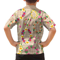 Hawaiian Kakau Tattoo Leis and Palaka Pattern Family Matching Mermaid Dress and Hawaiian Shirt Traditional Aloha Tribal Beige Color LT03 - Polynesian Pride