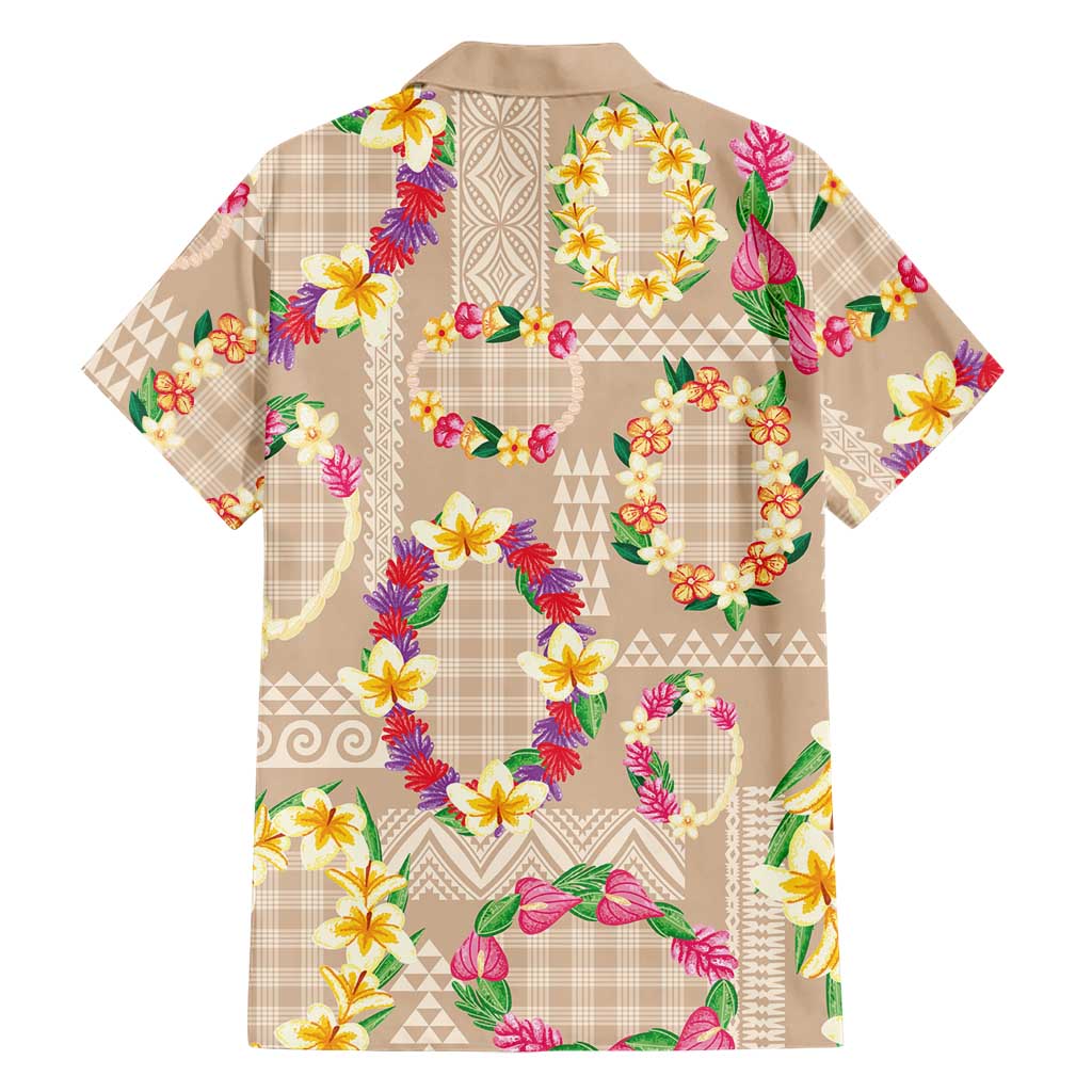 Hawaiian Kakau Tattoo Leis and Palaka Pattern Family Matching Mermaid Dress and Hawaiian Shirt Traditional Aloha Tribal Beige Color LT03 - Polynesian Pride