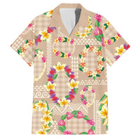 Hawaiian Kakau Tattoo Leis and Palaka Pattern Family Matching Short Sleeve Bodycon Dress and Hawaiian Shirt Traditional Aloha Tribal Beige Color LT03 Dad's Shirt - Short Sleeve Beige - Polynesian Pride
