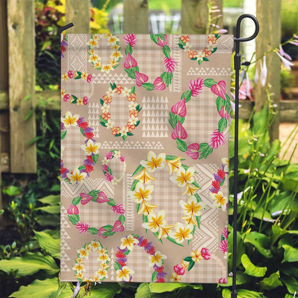 Hawaiian Kakau Tattoo Leis and Palaka Pattern Garden Flag Traditional Aloha Tribal Beige Color LT03 Garden Flag Beige - Polynesian Pride