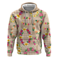 Hawaiian Kakau Tattoo Leis and Palaka Pattern Hoodie Traditional Aloha Tribal Beige Color LT03 Pullover Hoodie Beige - Polynesian Pride