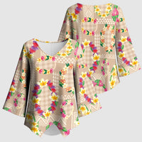 Hawaiian Kakau Tattoo Leis and Palaka Pattern Kimono Sleeve Blouse Traditional Aloha Tribal Beige Color LT03 - Polynesian Pride
