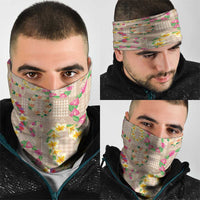 Hawaiian Kakau Tattoo Leis and Palaka Pattern Neck Gaiter Traditional Aloha Tribal Beige Color LT03 - Polynesian Pride