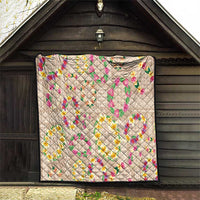 Hawaiian Kakau Tattoo Leis and Palaka Pattern Quilt Traditional Aloha Tribal Beige Color LT03 - Polynesian Pride