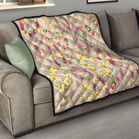 Hawaiian Kakau Tattoo Leis and Palaka Pattern Quilt Traditional Aloha Tribal Beige Color LT03 - Polynesian Pride