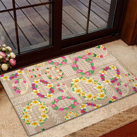 Hawaiian Kakau Tattoo Leis and Palaka Pattern Rubber Doormat Traditional Aloha Tribal Beige Color LT03 - Polynesian Pride