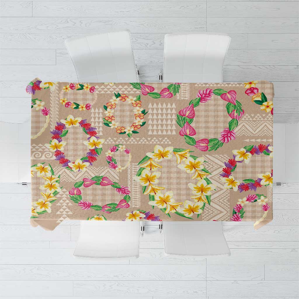 Hawaiian Kakau Tattoo Leis and Palaka Pattern Tablecloth Traditional Aloha Tribal Beige Color LT03 Beige - Polynesian Pride
