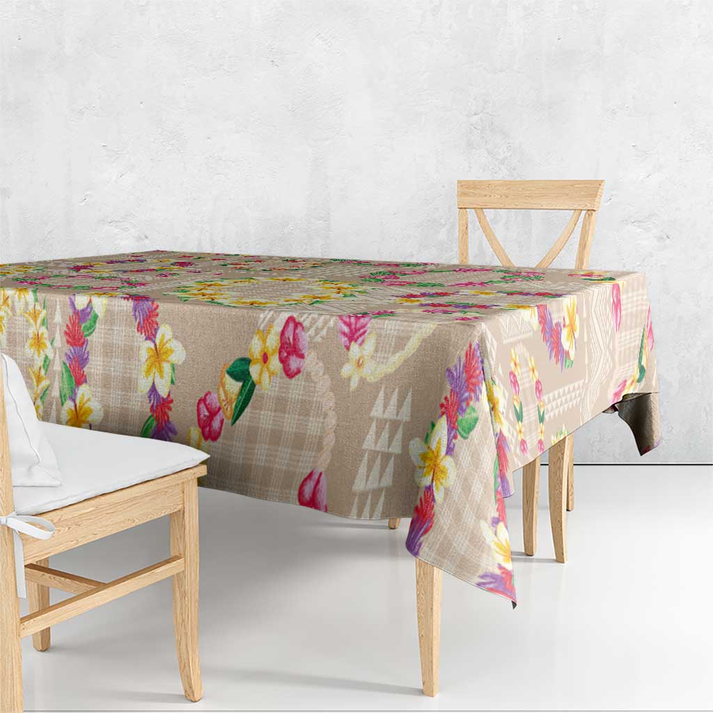 Hawaiian Kakau Tattoo Leis and Palaka Pattern Tablecloth Traditional Aloha Tribal Beige Color LT03 - Polynesian Pride