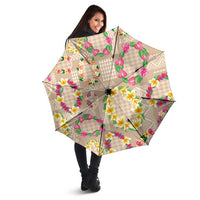 Hawaiian Kakau Tattoo Leis and Palaka Pattern Umbrella Traditional Aloha Tribal Beige Color LT03 - Polynesian Pride