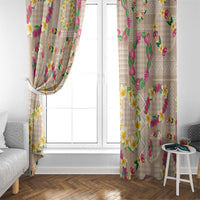 Hawaiian Kakau Tattoo Leis and Palaka Pattern Window Curtain Traditional Aloha Tribal Beige Color LT03 - Polynesian Pride