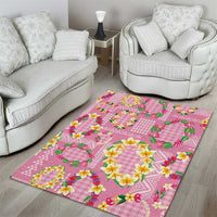 Hawaiian Leis Area Rug Kakau Tattoos and Palaka Pastel Pink Color LT03 - Polynesian Pride
