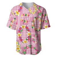 Hawaiian Leis Baseball Jersey Kakau Tattoos and Palaka Pastel Pink Color LT03 Pink - Polynesian Pride