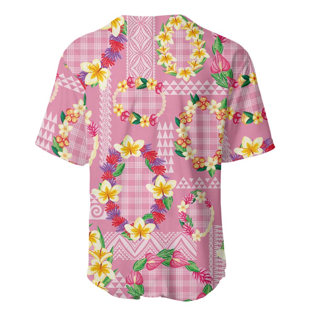 Hawaiian Leis Baseball Jersey Kakau Tattoos and Palaka Pastel Pink Color LT03 - Polynesian Pride