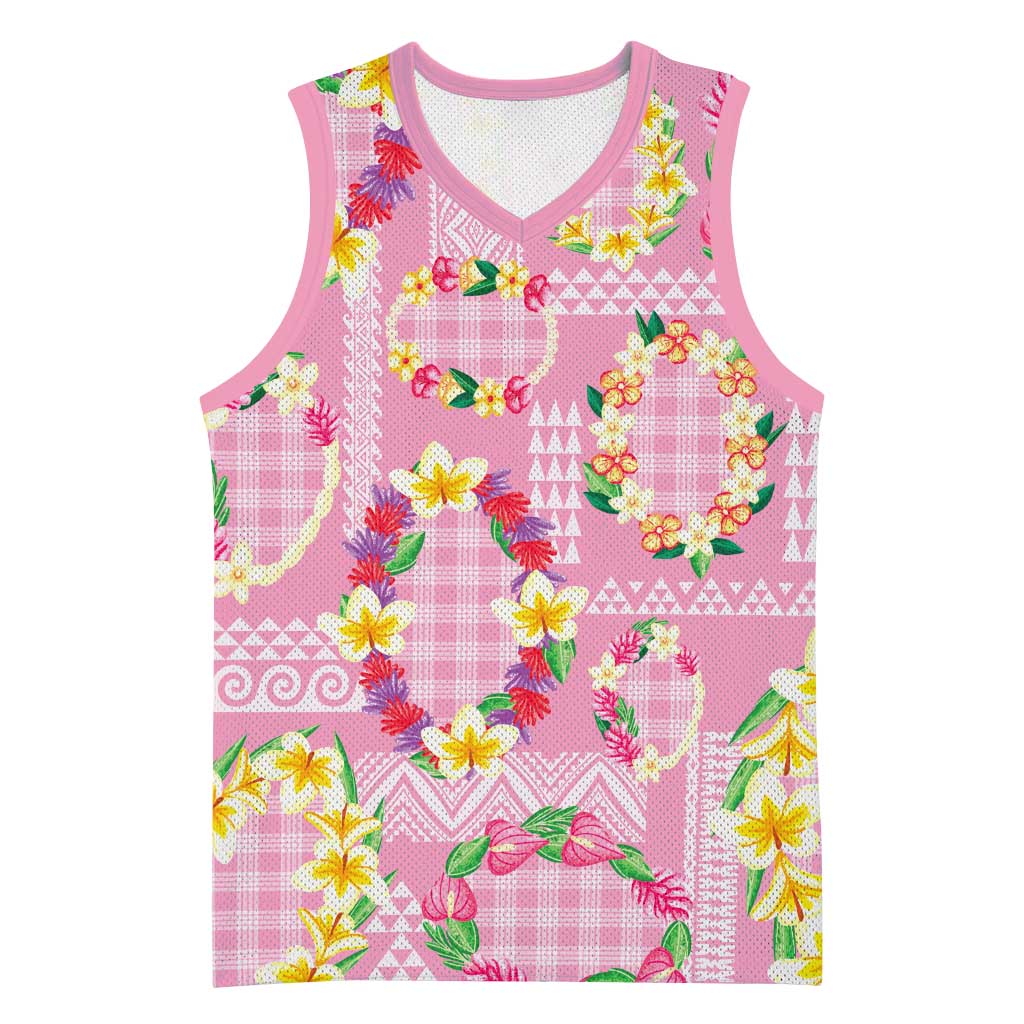 Hawaiian Leis Basketball Jersey Kakau Tattoos and Palaka Pastel Pink Color LT03 Unisex Pink - Polynesian Pride
