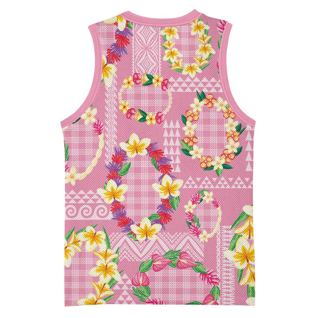 Hawaiian Leis Basketball Jersey Kakau Tattoos and Palaka Pastel Pink Color LT03 - Polynesian Pride