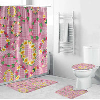Hawaiian Leis Bathroom Set Kakau Tattoos and Palaka Pastel Pink Color LT03 Bathroom Set (4 pcs) Pink - Polynesian Pride