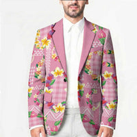 Hawaiian Leis Blazer Kakau Tattoos and Palaka Pastel Pink Color LT03 - Polynesian Pride
