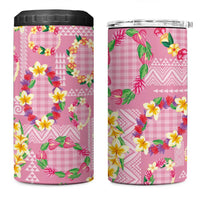 Hawaiian Leis 4 in 1 Can Cooler Tumbler Kakau Tattoos and Palaka Pastel Pink Color LT03 One Size: 16 oz Pink - Polynesian Pride