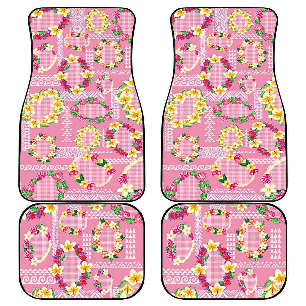 Hawaiian Leis Car Mats Kakau Tattoos and Palaka Pastel Pink Color LT03 - Polynesian Pride